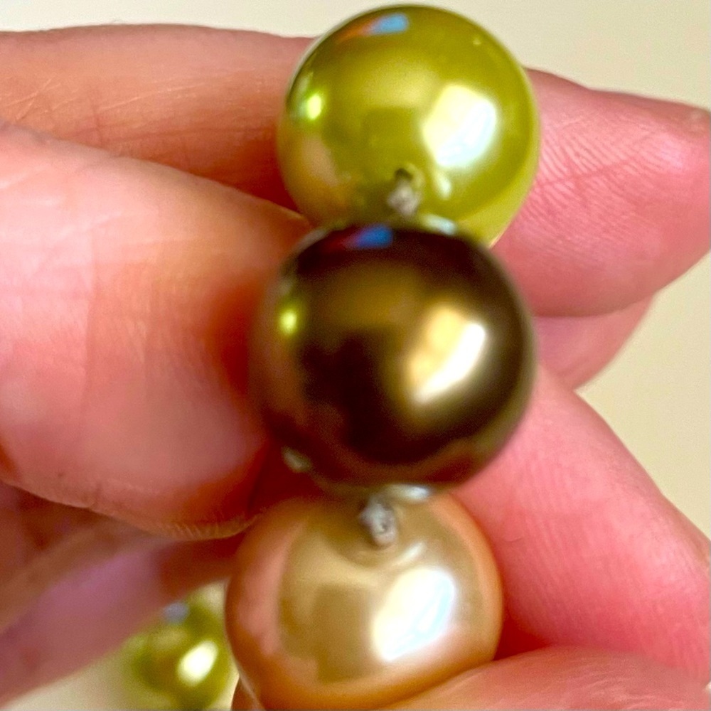 Heidi Daus Elegant Faux Pearl Necklace with Brown, Cream, and Green Beads - Picture 8 of 13